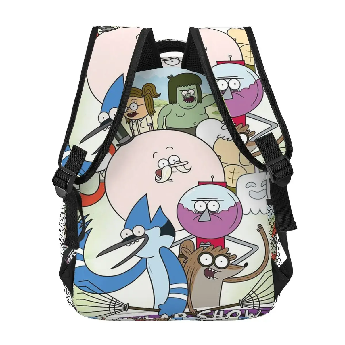 mordecai and rigby regular show – sacs à dos graphiques avec personnages de dessins animés, cartable pour garçons et filles, sacs d'école, sac à dos de voyage, sac à bandoulière