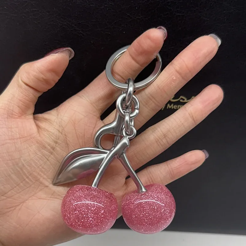 breloque de sac à main pour entraîneur, sacs à bandoulière, pendentif cerise rose mignon, décoration, cadeaux de vacances pour femmes, porte-clés, accessoires