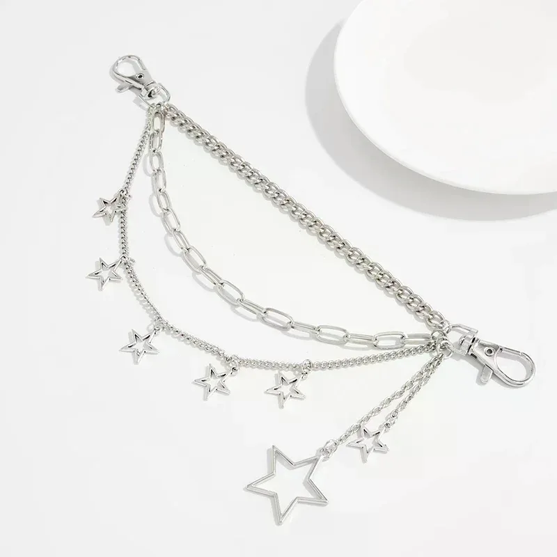 porte-clés tendance en forme de croix pour femmes, pendentif étoile, chaîne de sac, breloque pour sac à dos, porte-clés, accessoires y2k