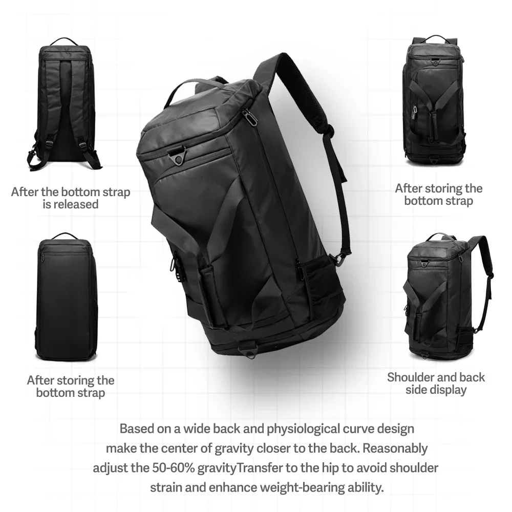 sac de sport imperméable à l'eau, sac de week-end de voyage pour hommes et femmes, sacs de sport de nuit, séparation sèche et humide