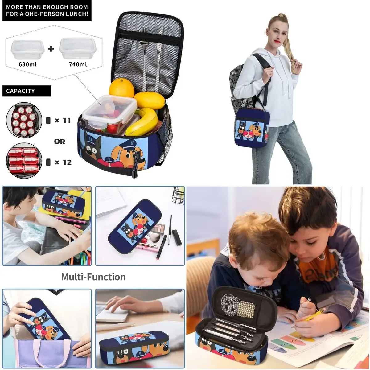 sheriff labrador cartable pour enfants, sacs à dos pour garçons et filles, sac à dos pour enfants, sac à lunch, sac à stylos, ensemble de 3 pièces