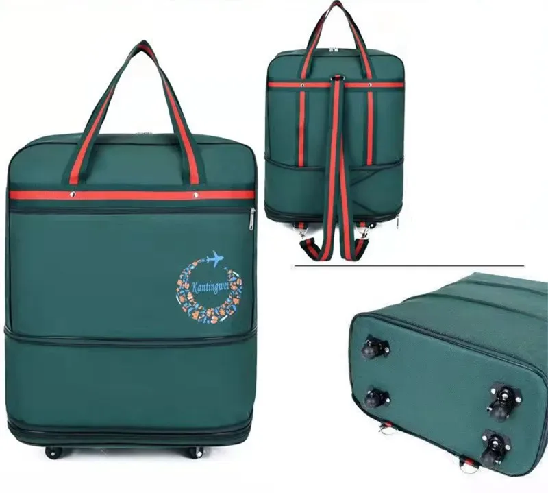 sac à bagages de voyage à air vérifié, roue universelle pliable, rangement mobile, oxford, cubes d'emballage étanches