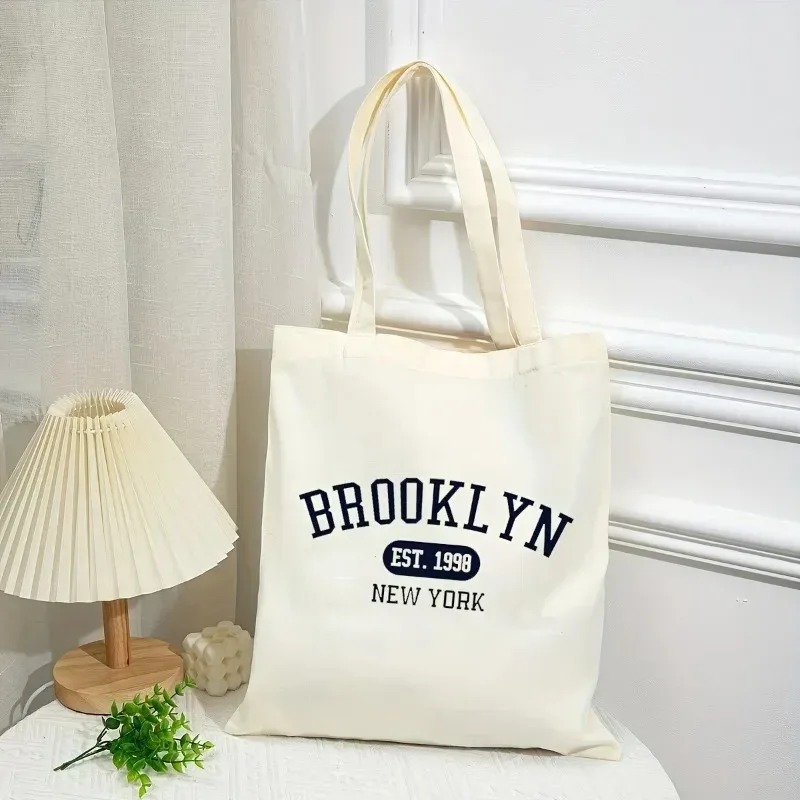sacs à bandoulière imprimés new york pour femmes, sacs à main décontractés réutilisables pour filles, sac fourre-tout en toile pour femme, sac de shopping grande capacité