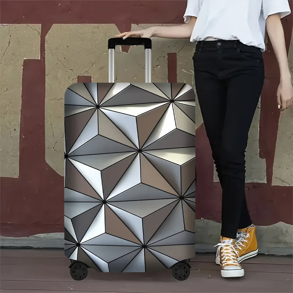 1 housse de bagage à motif géométrique pour bagages de 18 à 32 pouces ; accessoires de voyage anti-poussière et élastiques pour protéger efficacement y