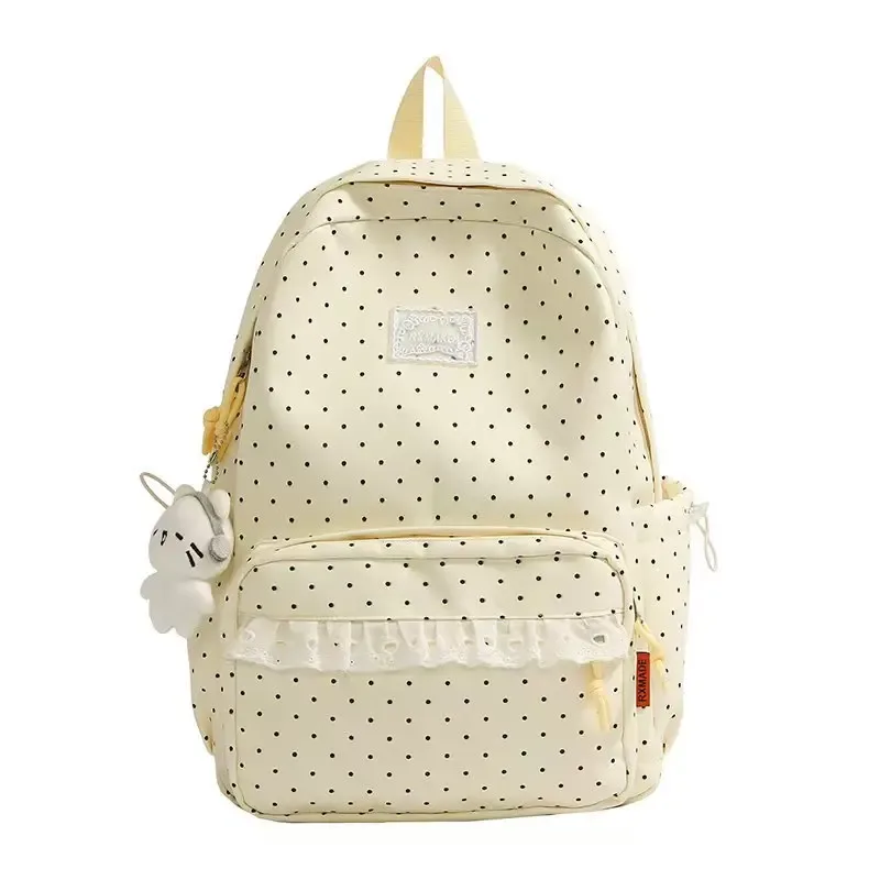 sac à dos coréen style collège à pois, esthétique, pour collège, voyage, double bandoulière, style ballet doux, petit sac à dos pour fille