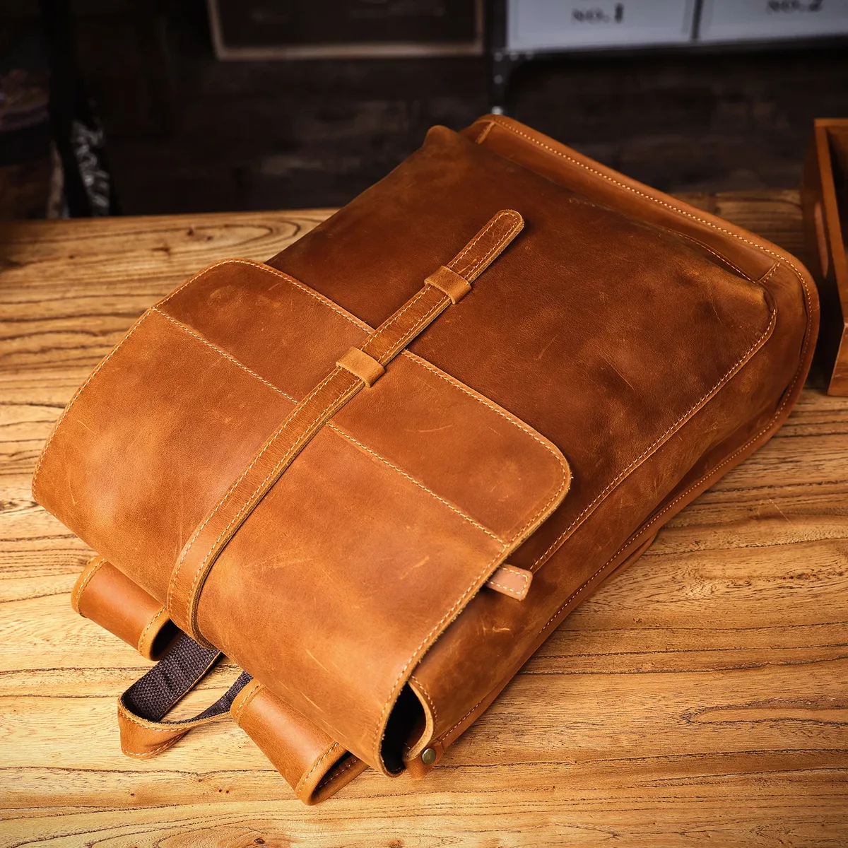 sac à dos vintage en cuir véritable pour homme, fait main, en cuir pleine fleur, sac à bandoulière pour ordinateur portable, sac crazy horse, mode pour homme