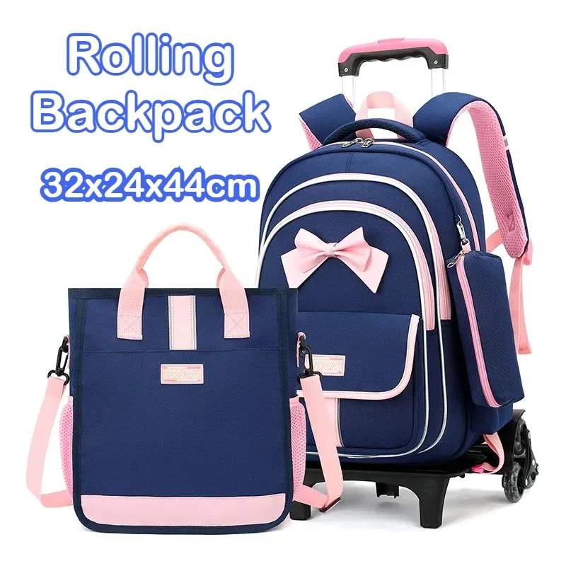 Sac à dos à roulettes pour enfants, ensemble de 3 sacs d'école à roulettes pour garçons et filles, sac à dos de voyage avec sac à bandoulière