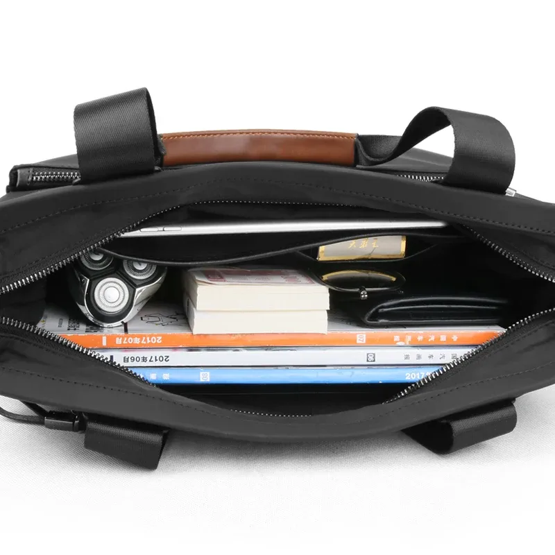 bjiax nouveaux hommes sac horizontal affaires sac à main décontracté en nylon oxford tissu toile sac à bandoulière sac porte-documents
