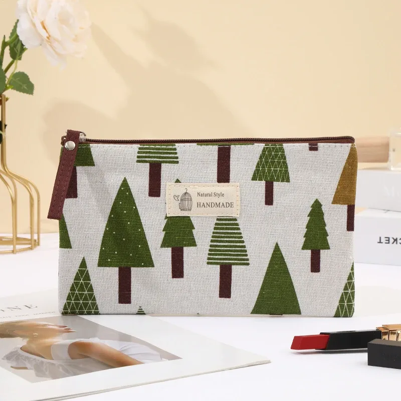 sac à maquillage en toile mignon de style dessin animé, trousse à crayons pour étudiants et porte-monnaie, sac à maquillage portable multifonctionnel