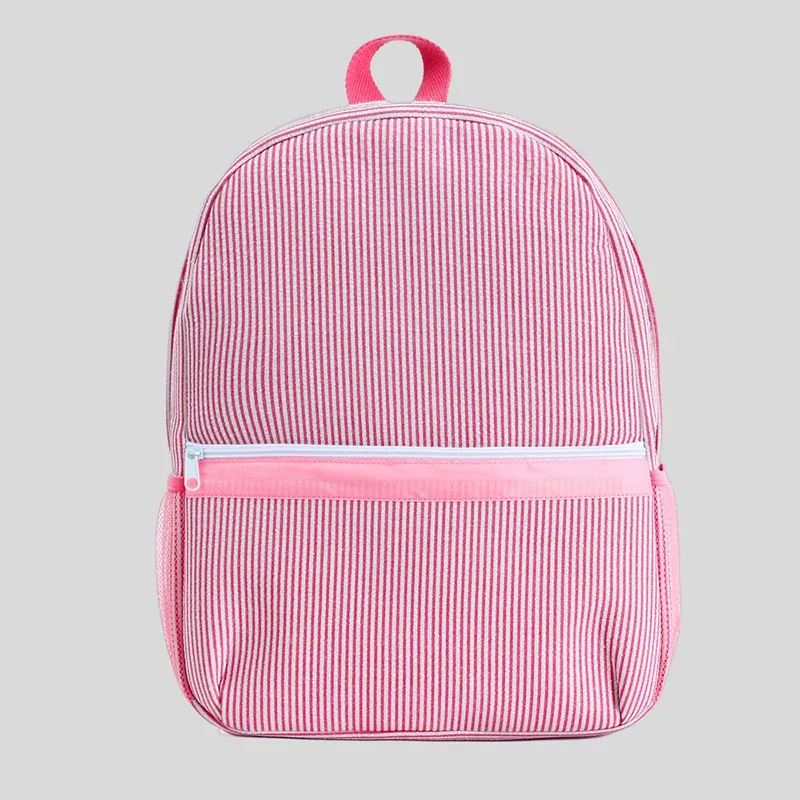 sac à dos scolaire pour tout-petits, sac à dos rayé mignon en seersucker pour filles 12 pouces pour la maternelle, 15 pouces pour les adolescents du lycée