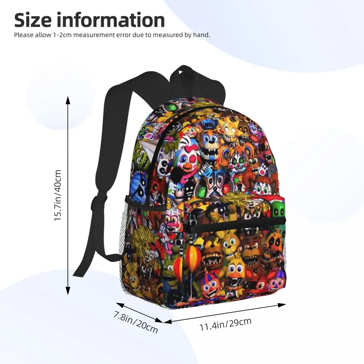 kaawaii fnaf at freddy's sac à dos d'écolier, sac d'école, sac à dos de randonnée, sac à dos de voyage pour garçons et filles, sac à bandoulière