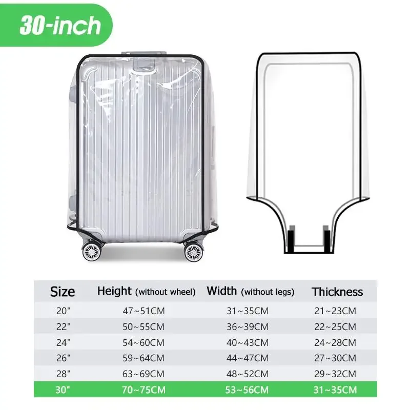 housse de valise transparente 2027, imperméable et anti-poussière, en pvc résistant à l'usure, convient aux valises de 20 à 30 pouces