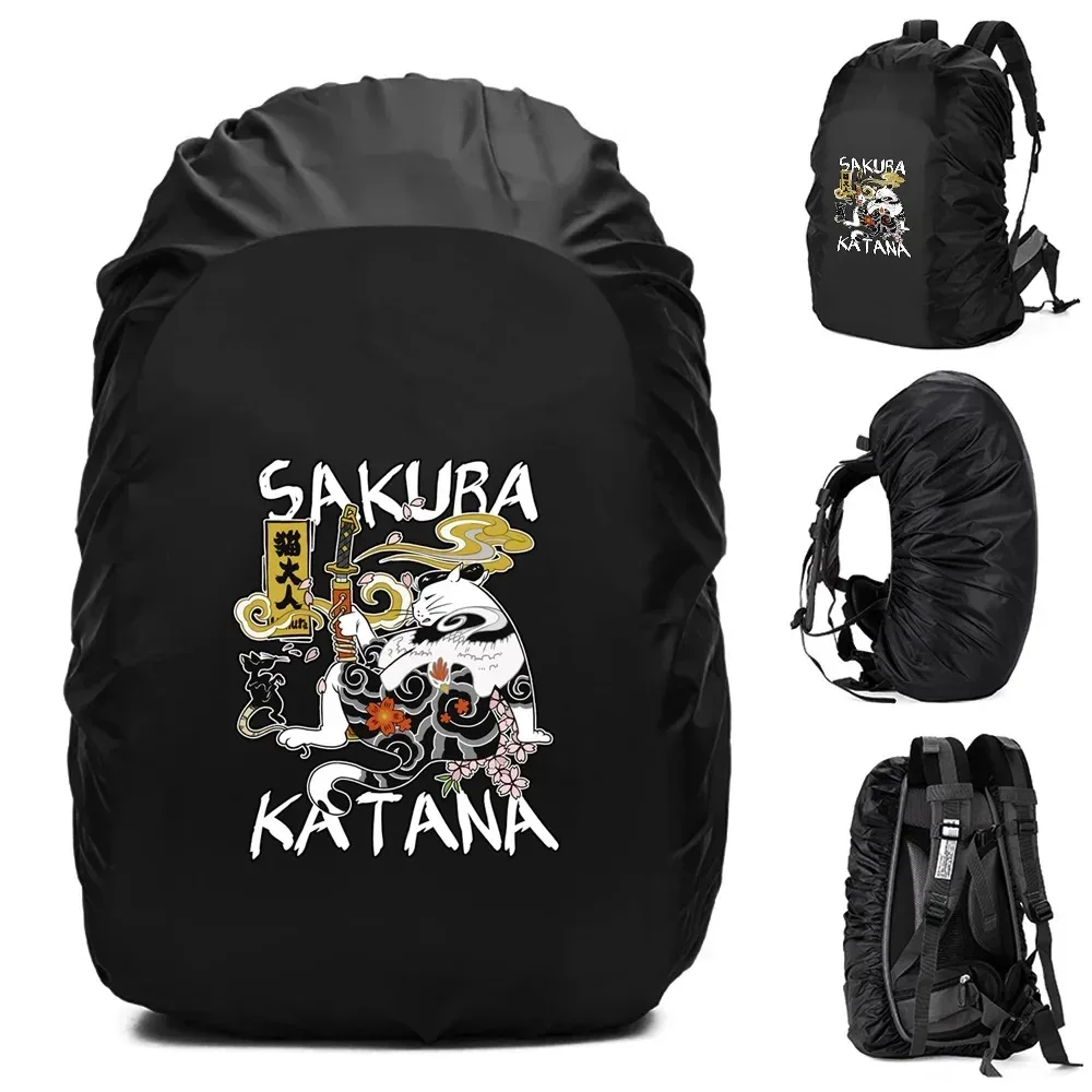 juste de pluie pour sac à dos unisexe, sac étanche, camping en plein air, randonnée, escalade, sports, housse de pluie anti-poussière, motif samouraï, 20-70 l