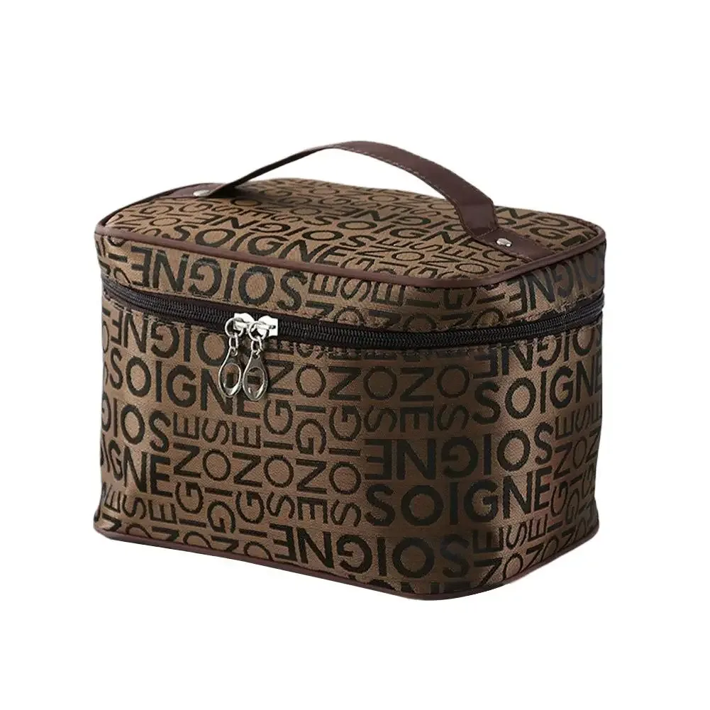 trousse de maquillage grande capacité à motif lettres, organiseur de cosmétiques portable, sac de toilette de voyage pour femme, idéal pour les voyages d'affaires et la salle de sport