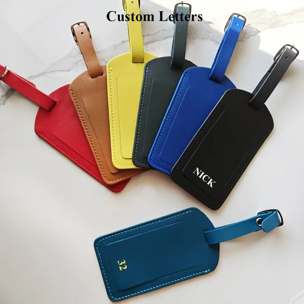étiquette de bagage en cuir personnalisable, étiquette de valise en cuir véritable de luxe, accessoires de voyage pour femmes, lettres personnalisées, étiquette de bagage pour hommes