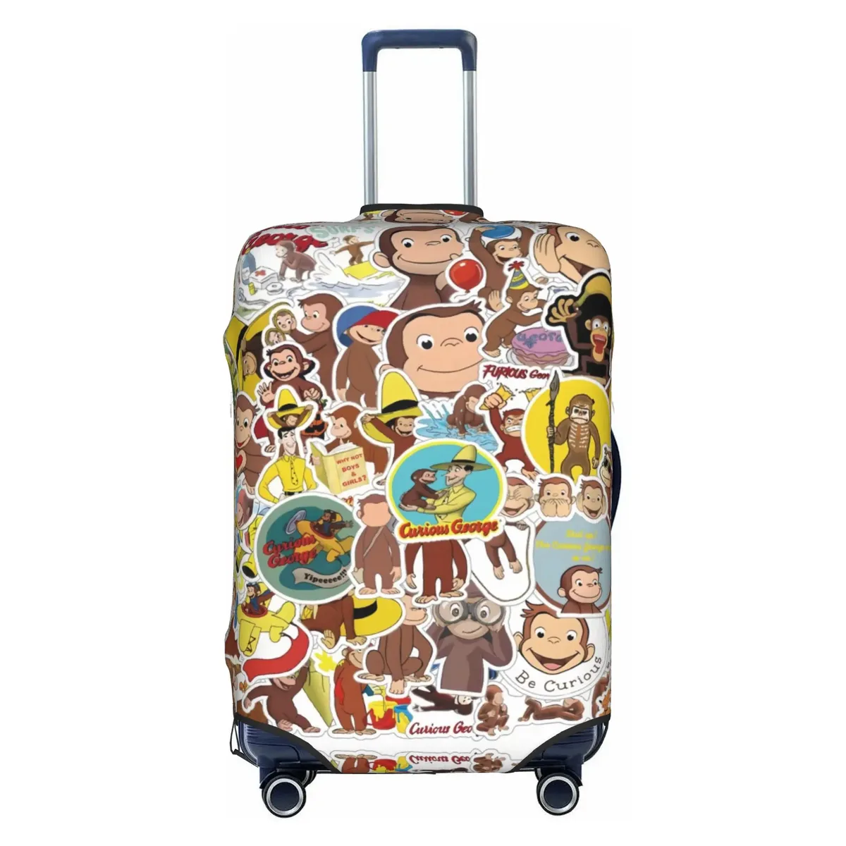 housse de valise anti-poussière, motif dessin animé curious george funny tv monkey anime, protection pour bagages de 18 à 32 pouces