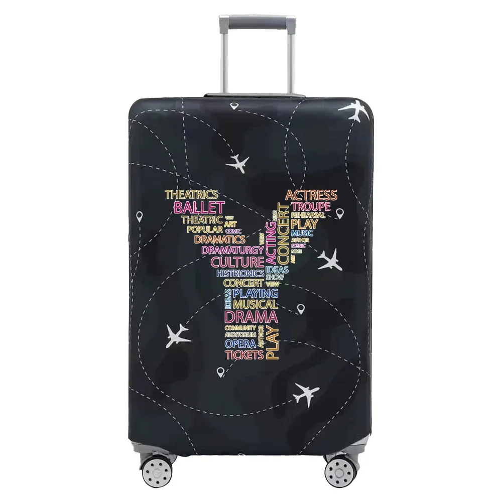 housse de valise de voyage en tissu extensible, housse de protection pour bagages de 18 à 28 pouces, série de textes