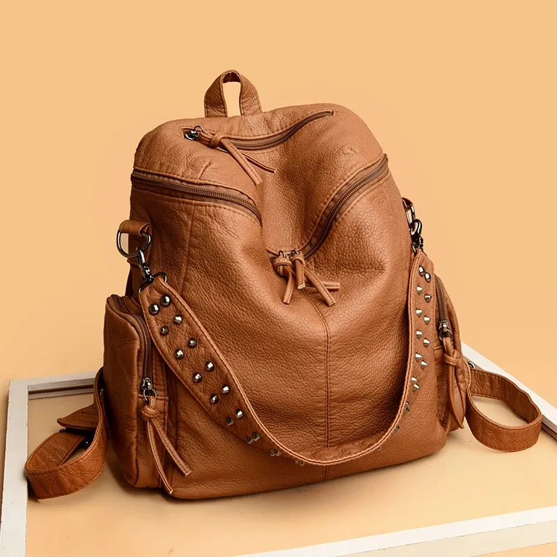 annmouler – sacs à dos en cuir souple pour femmes, sac de jour de luxe de qualité, sac de voyage antivol, grand sac d'école
