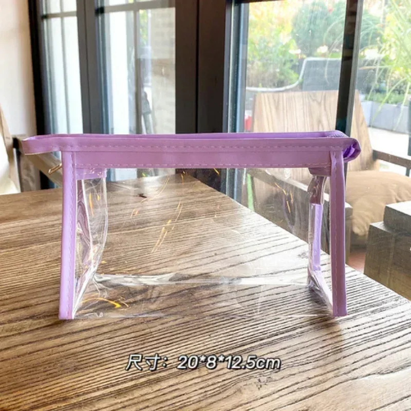 trousse à cosmétiques transparente de grande capacité pour filles, étui à crayons étanche, sacs d'évaluation de maquillage, rangement de voyage, 1 pièce