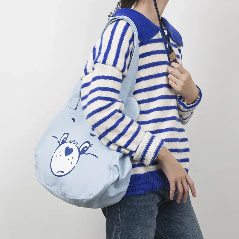 sac fourre-tout personnalisé pour femmes, filles, étudiant, personnalisé votre nom, sac en toile initié, sacs à main à bandoulière ours mignon, fourre-tout décontracté