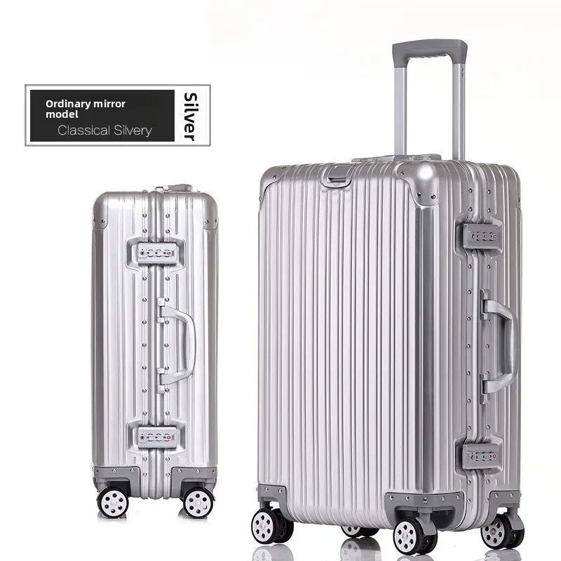 klqdzms valise de haute qualité tout en aluminium et alliage de magnésium boîte d'embarquement boîtier de chariot d'affaires pour hommes 20 "24" 26 "29 pouces bagages