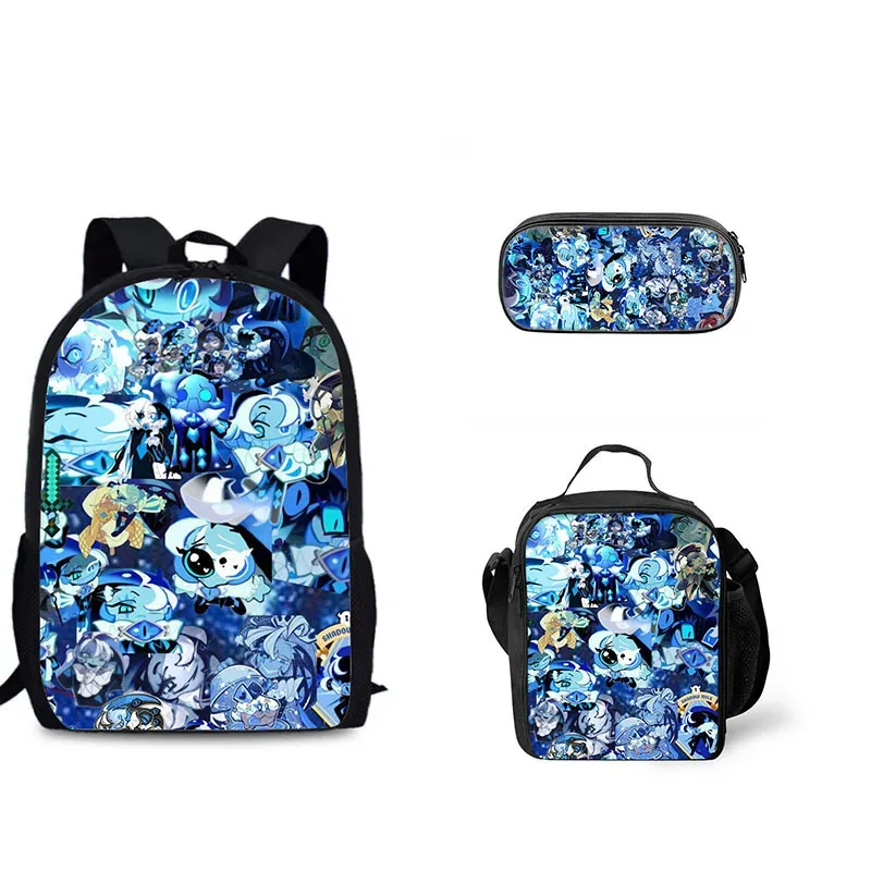 jeu de biscuits sac à dos étudiant ensemble de trois pièces ombre lait cookie périphérique sac à dos pour enfants sac de repas ensemble de trousse à crayons
