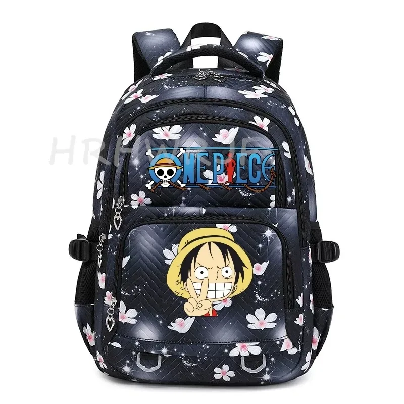 sacs à dos anime one piece légers avec fermoir, imprimé violet monkey d luffy, pour garçons et filles, grande capacité, pour adolescents, ordinateur portable, école, voyage, mochila