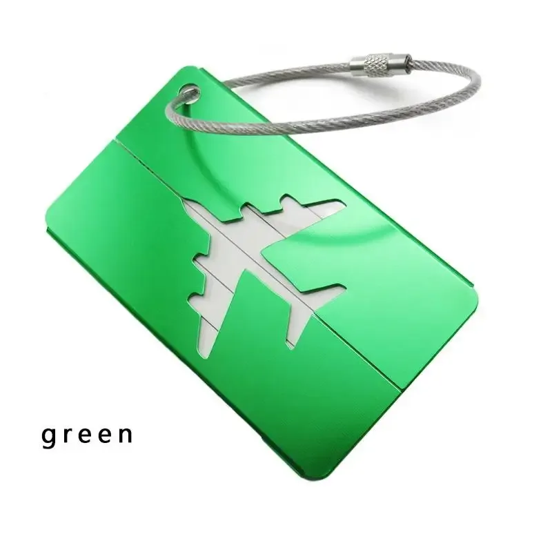 étiquette de bagage en aluminium durable, design antivol avec anneau en acier, pour identification de bagages et enregistrement à l'aéroport