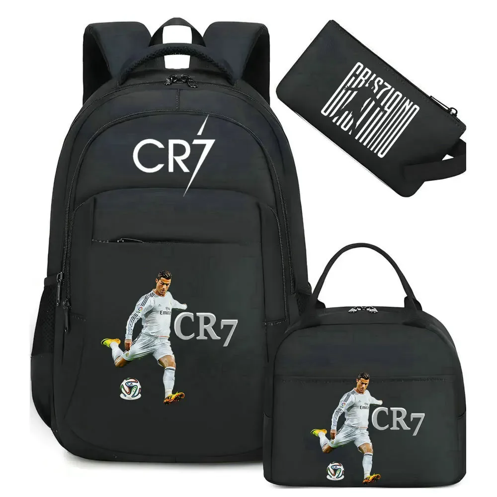 sac à dos pour ordinateur portable cr7, pour femmes et hommes, sacs à dos décontractés pour le sport et le football, sac à dos oxford pour femmes, sac d'école pour hommes, sac de voyage, mochilas 3 pièces