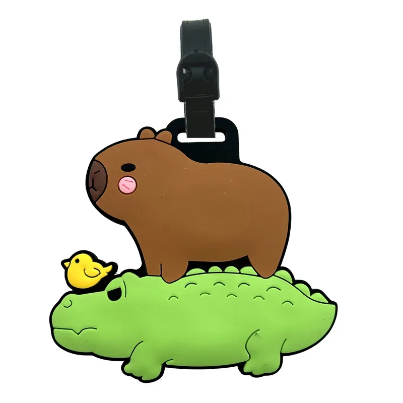 accessoires de voyage, étiquettes de bagages, capybara de dessin animé, bagages en pvc, porte-carte d'identité, porte-adresse, étiquette de bord pour bagages, étiquette portable