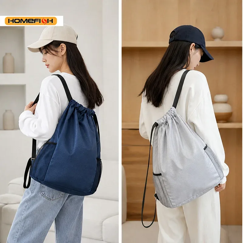 Sac à dos à cordon HOMEFISH Sports, grande capacité, sac de sport pour la gym, la natation, la plage, le basketball, les voyages et les activités sportives en plein air.