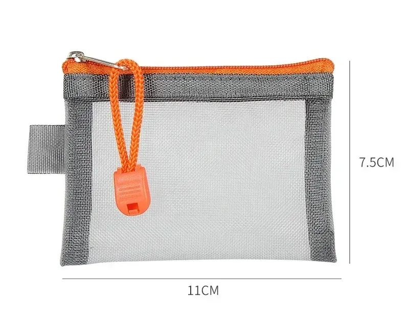 mini petit écouteur rouge à lèvres stockage portefeuille pochette femmes cosmétique organisateur maille maquillage sac