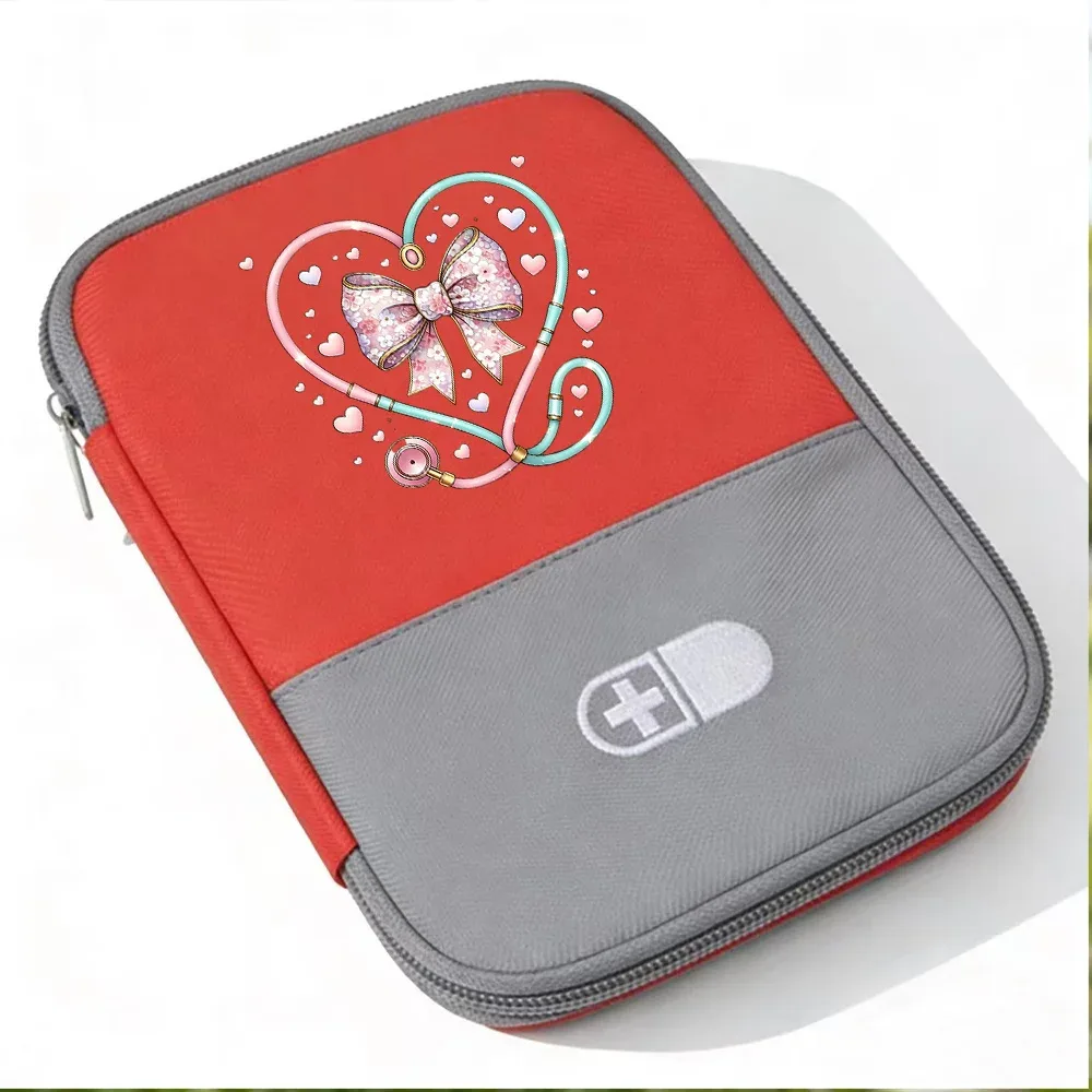 sac de rangement pour médicaments de grande capacité, design stéthoscope et nœud papillon, organisateur portable pour la maison, usage quotidien, 1 pièce