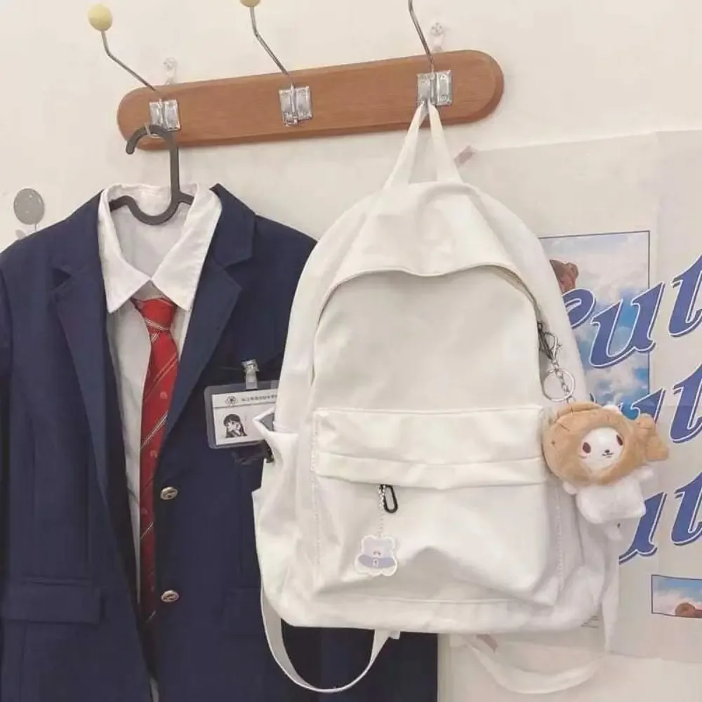 Sac à dos décontracté pour lycéens, grande capacité, imperméable, sac de voyage, sacs d'école de couleur unie pour filles