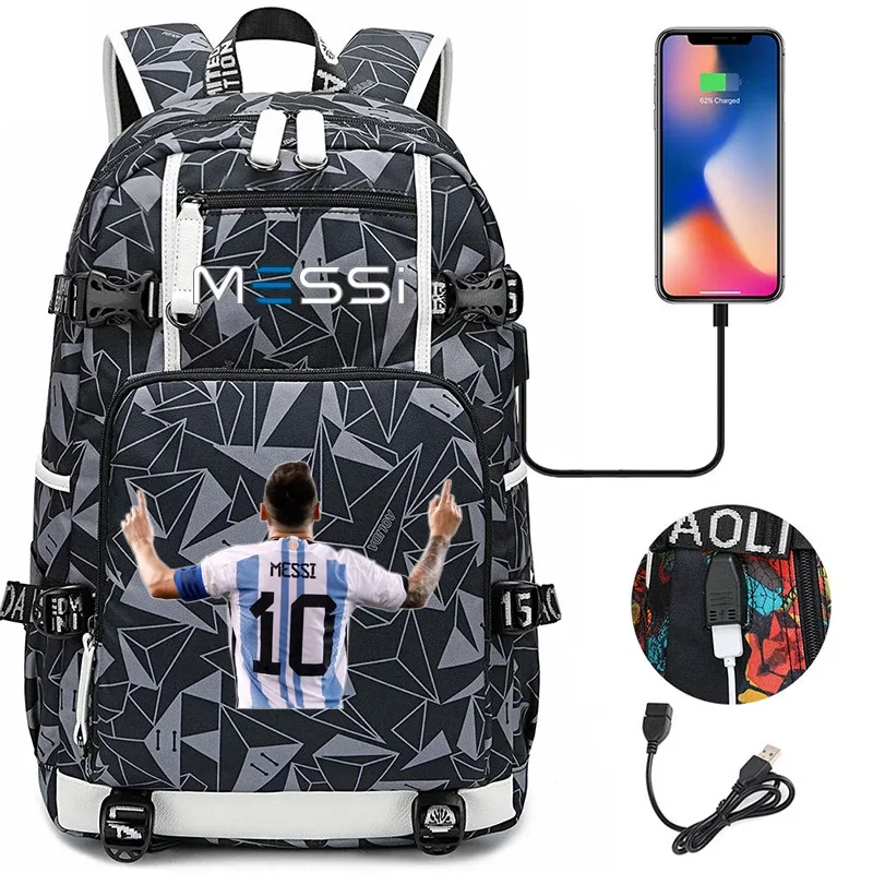 messi-sac à dos camsolomon pour adolescents, sac d'école pour filles, garçons, femmes, hommes, cartable pour étudiants du milieu, grand ordinateur portable