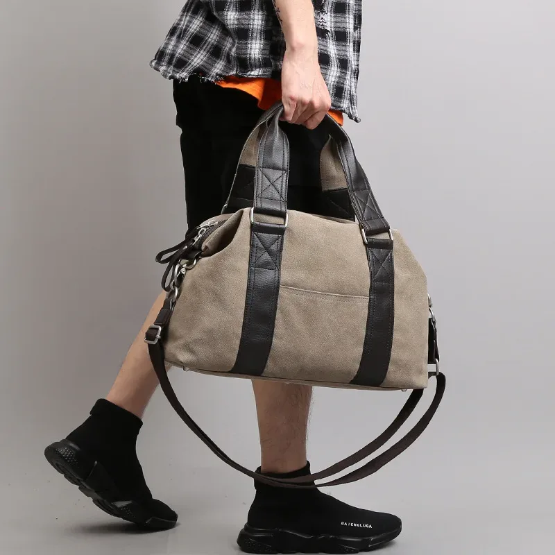 Sac de voyage fourre-tout en toile de grande capacité pour hommes, bagages initiés, sac à bandoulière, sport coréen, gymnase, fitness, polochons, sacs de voyage courts