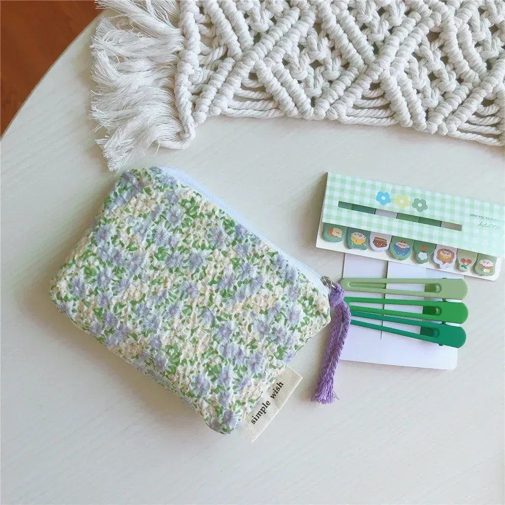 petit sac de maquillage cosmétique, mini sacs de rangement floraux en coton pour femmes, étui de maquillage pour rouge à lèvres, petit porte-monnaie pour enfants, pochette pour pièces de monnaie