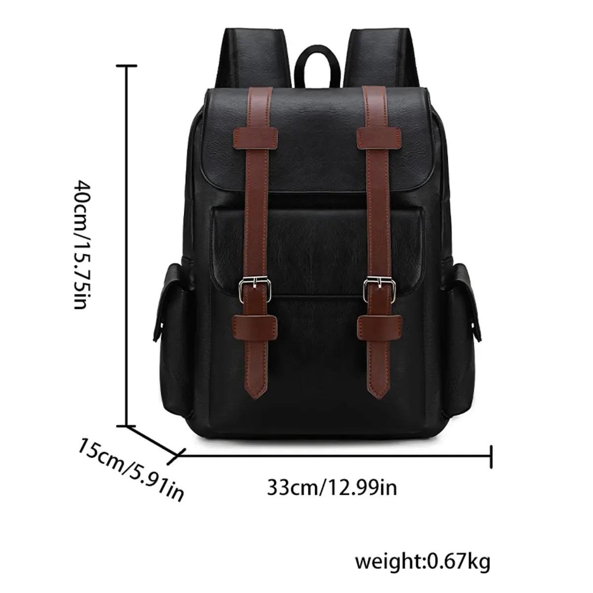 sac à dos rétro à rabat avec boucle, grande capacité, pour étudiants, affaires, ordinateur portable, couple, campus, voyage