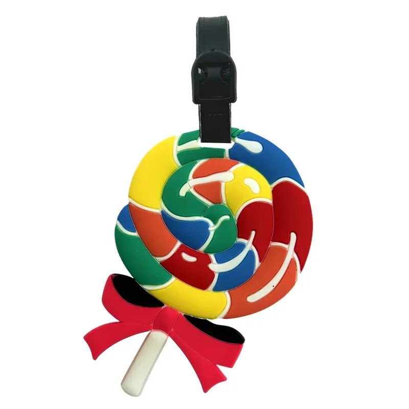 étiquette de bagage en forme de crème glacée mignonne, conception d'image de dessin animé pour enfants et filles, document de voyage et clip d'adresse en pvc durable, adapté
