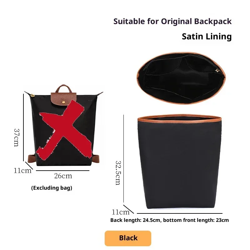 insert organisateur de sac à dos longchamp, matériau satiné, support de sac super résistant, insertion de sac à main, accessoires