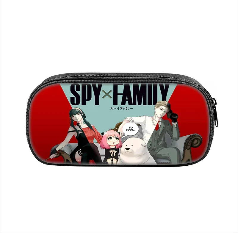 boîte à stylos espion × famille, sac pour étudiants, fournitures scolaires de grande capacité, trousses à crayons de jeu à fermeture éclair, cadeau d'anniversaire pour enfants