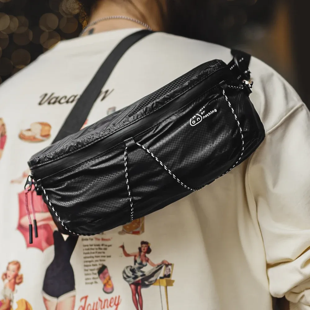 maden – sac à bandoulière tactique noir réglable de style unisexe, sac de taille d'extérieur, sac de poitrine de moto pour cyclisme voyage porte-monnaie