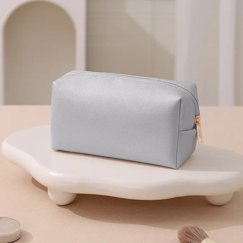 trousse de maquillage grande capacité en cuir pu pour femme, organisateur cosmétique imperméable, sac de toilette de voyage avec sangle de transport pour dames