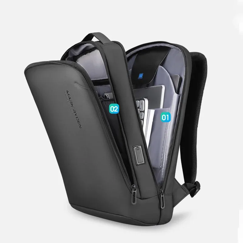 sac à dos mark ryden 15,6 pouces pour homme, sac à dos de loisirs grande capacité, sac à dos d'affaires avec port de charge usb, sac à dos imperméable pour ordinateur