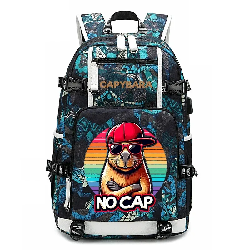 sac à dos d'étudiant à grande capacité avec imprimé de capybara, pour garçons et filles, sac de voyage décontracté, sac d'école léger et durable, utilisation quotidienne