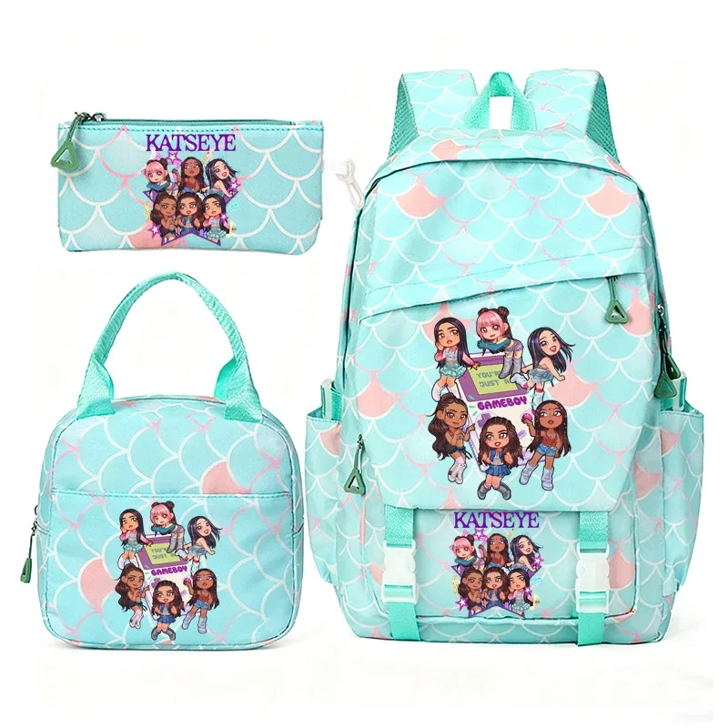 katseye musique sacs à dos pour filles garçons 3 pièces voyage haute capacité étudiants sacs d'école couleur fraîche ordinateur portable mochilas yk2