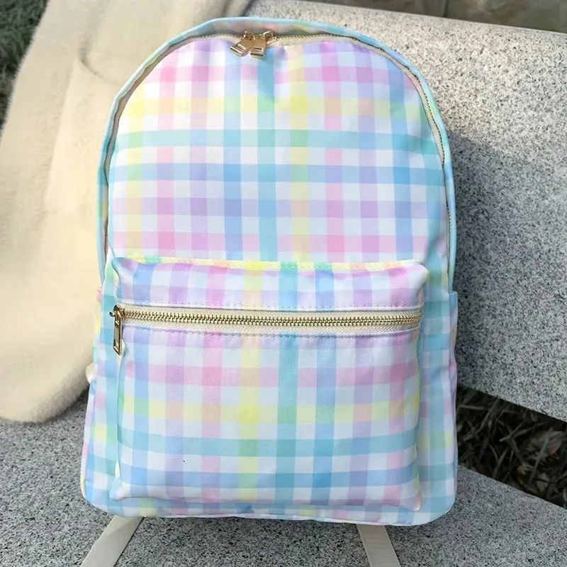 sac à dos en nylon imperméable grande capacité style simple, sac d'école décontracté, pochette de rangement pour les voyages et les activités de plein air