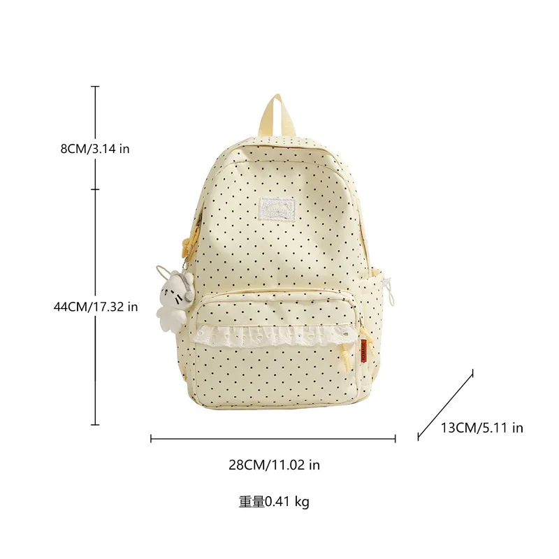 sacs à dos à pois pour filles, grande capacité, sacs à livres décontractés, sac à dos léger de style preppy, sac à dos de voyage en plein air