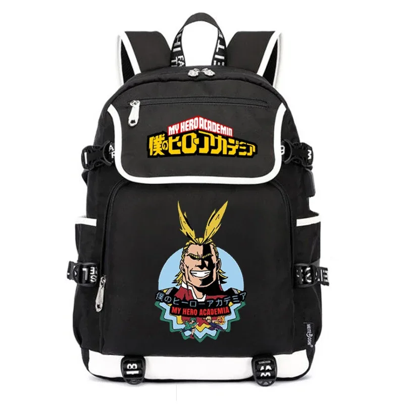 grand sac d'école anime pour femmes, sac à dos bakugou katsuki, sac à dos pour ordinateur portable avec chargeur usb, sac à dos de voyage oxford