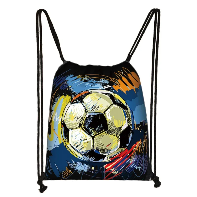 sac à dos en toile avec imprimé footbally et soccerly pour homme, sac de voyage avec cordon de serrage de proximité pour garçon adolescent, porte-chaussures, cadeau pour enfant